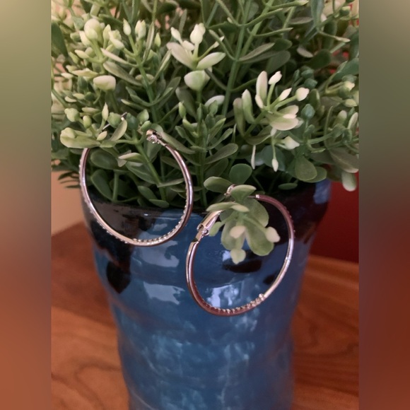 Sparkling Rhinestone Diamonte Hoops Silver NWOT
Diameter: 1.25” - Picture 3 of 10